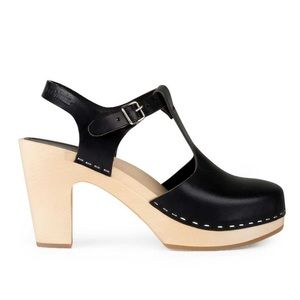 Swedish Hasbeens T-Strap Sky High Clogs